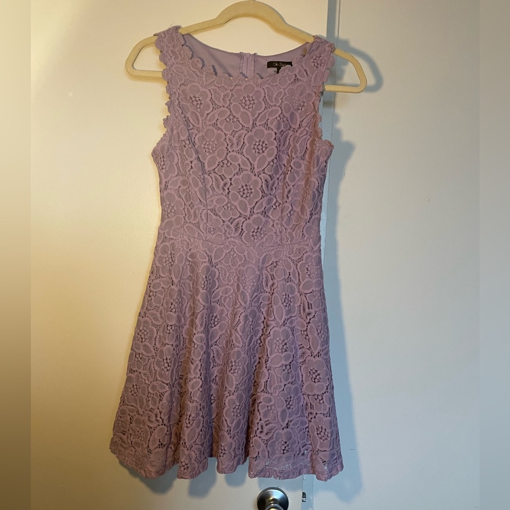City Studio Floral Lace Lavender Dress, Size 5